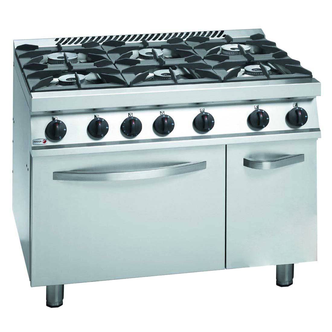 Fagor 700 series natural gas 6 burner with gas oven and neutral cabinet under CG7-61H