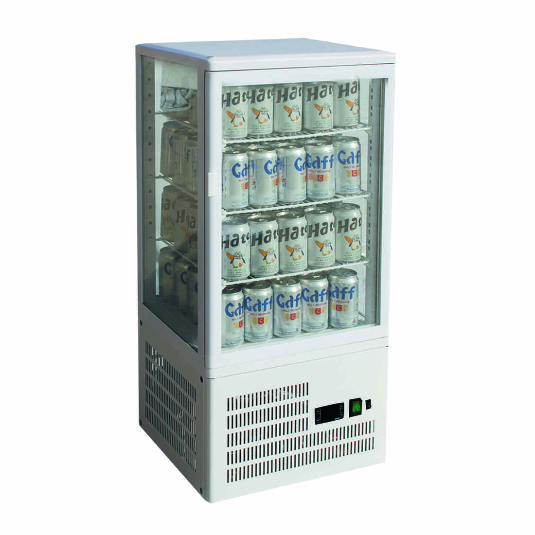 TCBD78W Four-Sided Countertop Beverage Display Fridge White