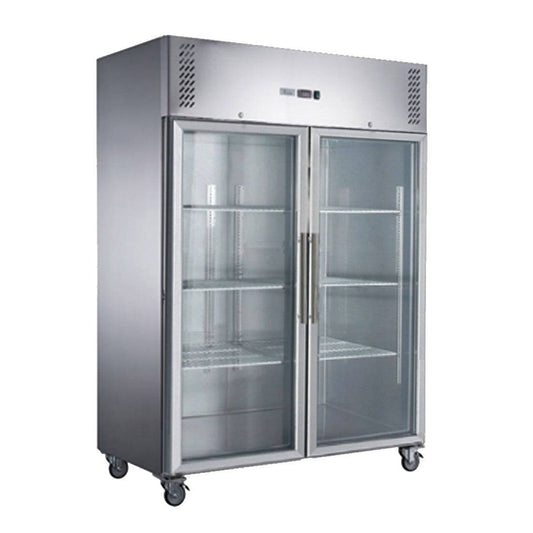 FED-X S/S Two Full Glass Door Upright Fridge - XURC1410G2V